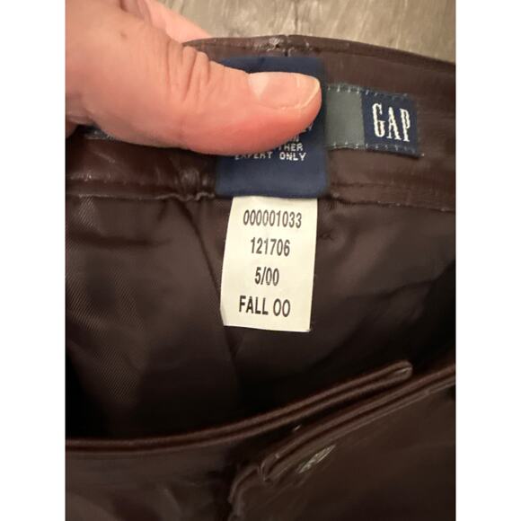 Y2K Gap Chocolate Brown Pure Genuine Leather Western Boot Cut Pants Size 8 - Picture 6 of 6